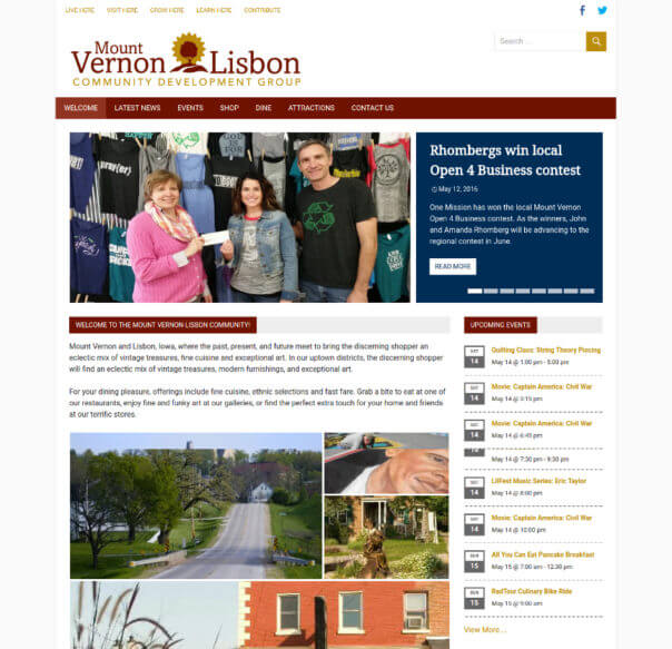 screenshot of the Mount Vernon-Lisbon CDG Frontpage
