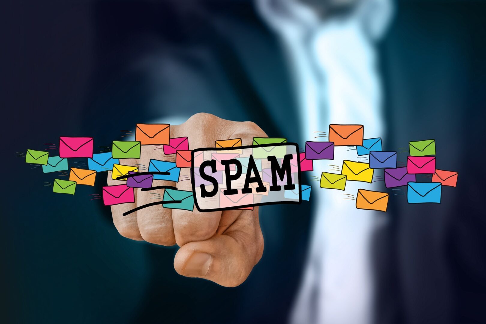a person punching an illustration of email spam